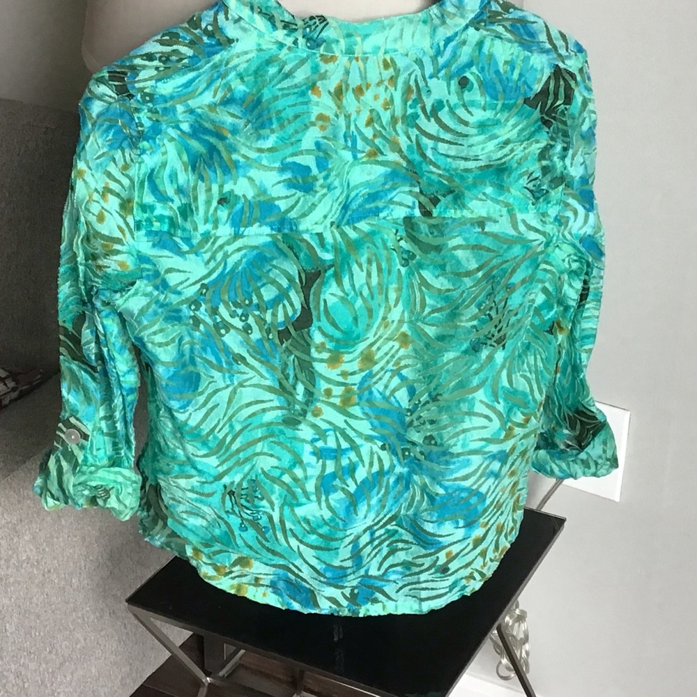 Women’s RUBY RD 10 Petite Green Long Sleeve Shirt - Picture 2 of 7